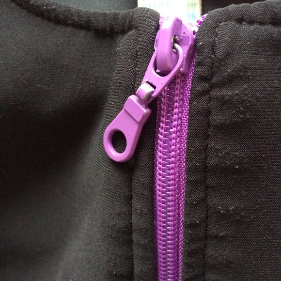 Joseph Ribkoff Full Zip Blouse Jacket Sz 8 Black White Striped Purple Dots - Picture 4 of 8